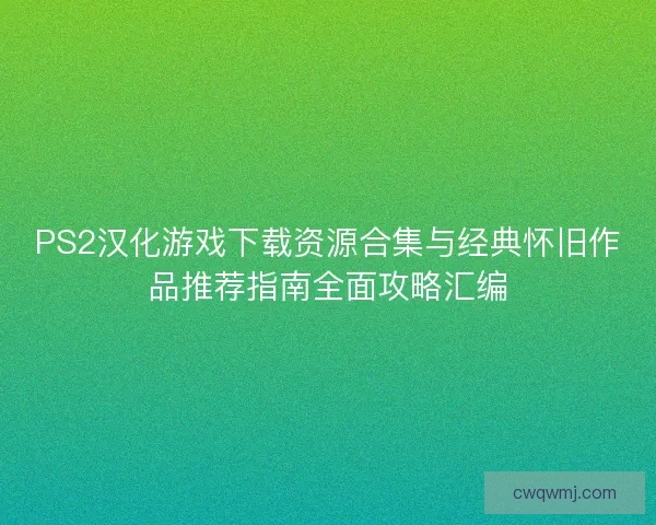 PS2汉化游戏下载资源合集与经典怀旧作品推荐指南全面攻略汇编