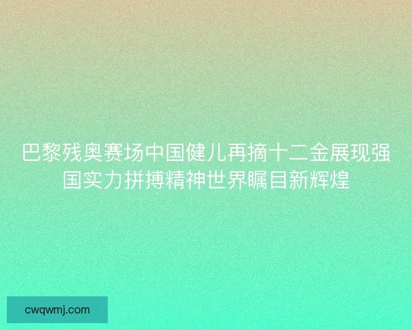 巴黎残奥赛场中国健儿再摘十二金展现强国实力拼搏精神世界瞩目新辉煌 巴黎残奥赛场中国健儿再摘十二金展现强国实力拼搏精神世界瞩目新辉煌