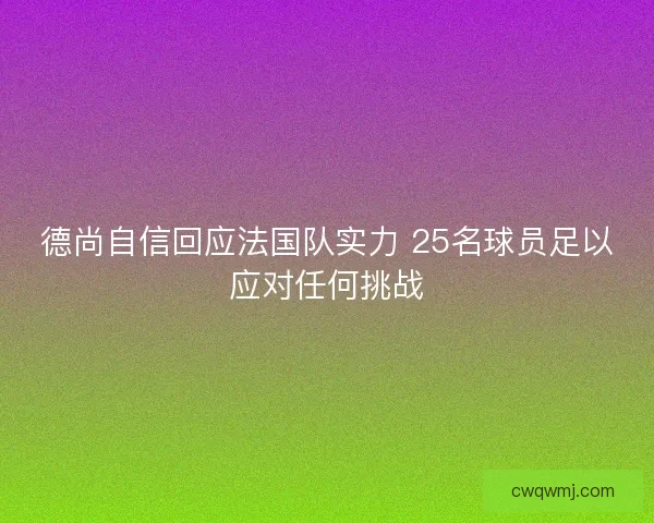 德尚自信回应法国队实力 25名球员足以应对任何挑战
