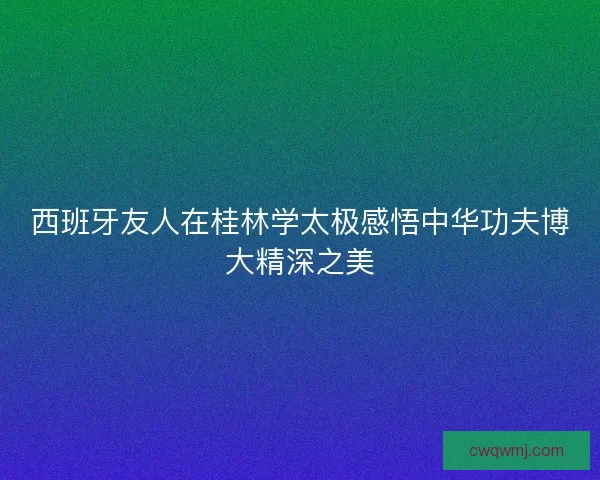 西班牙友人在桂林学太极感悟中华功夫博大精深之美