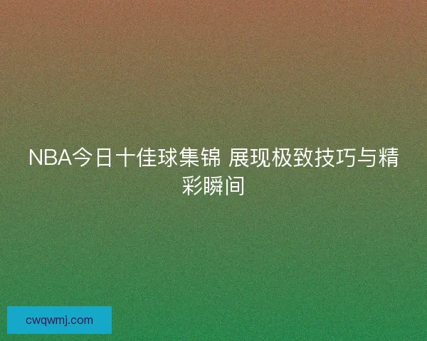 NBA今日十佳球集锦 展现极致技巧与精彩瞬间
