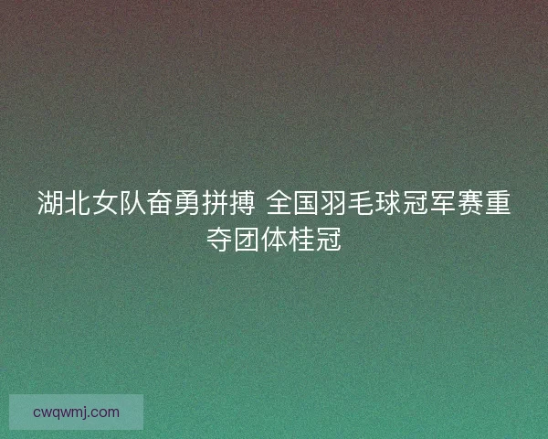 湖北女队奋勇拼搏 全国羽毛球冠军赛重夺团体桂冠
