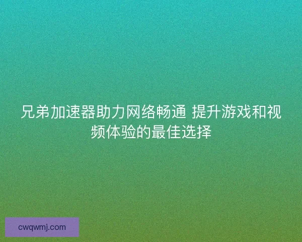 兄弟加速器助力网络畅通 提升游戏和视频体验的最佳选择